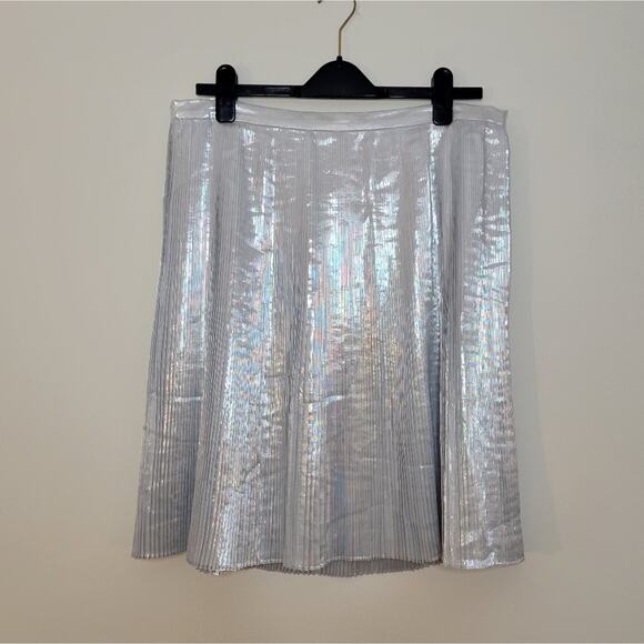 Talbots silver metallic accordion pleated skirt 14P - Picture 3 of 7